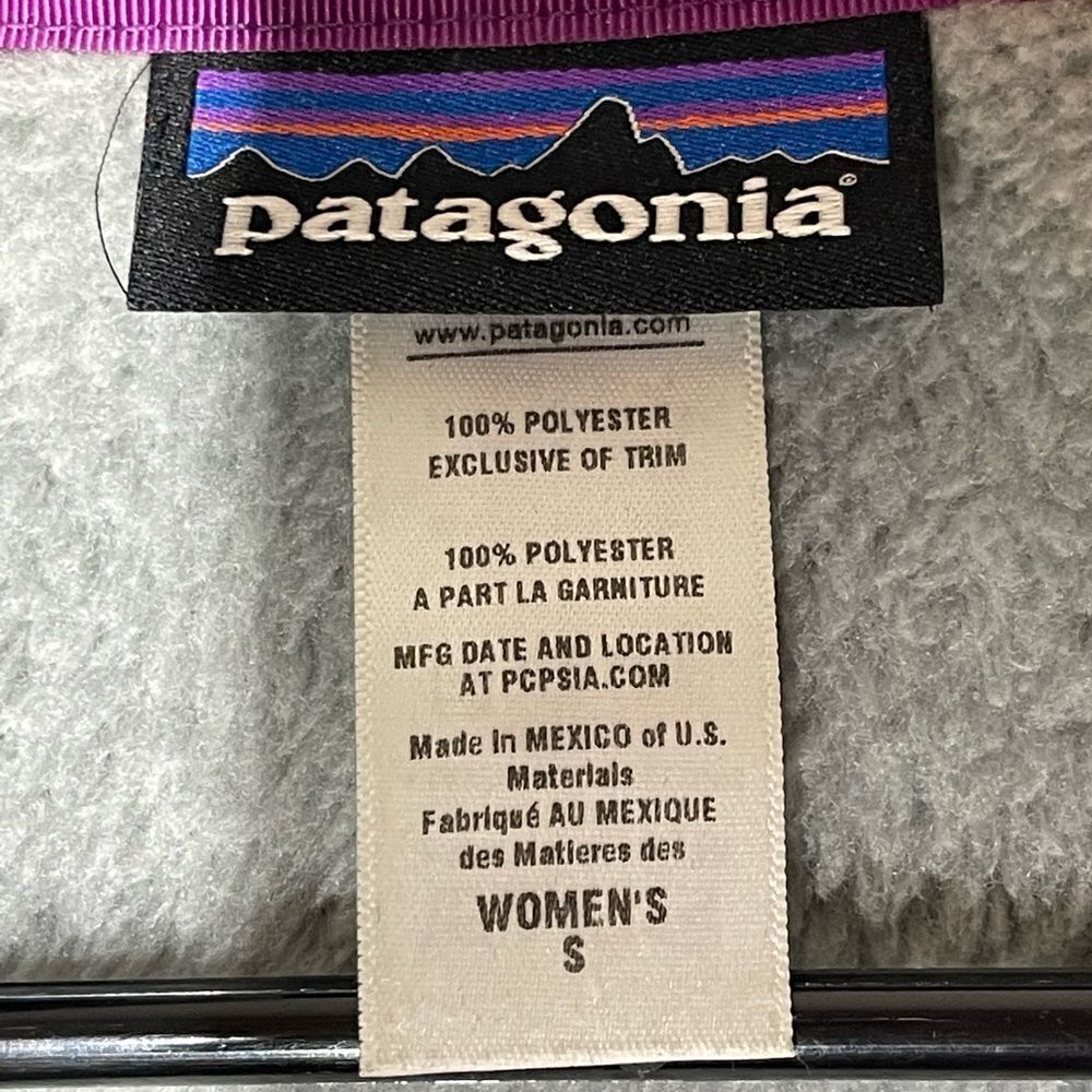 Patagonia gray‎ fleece pullover purple trim, size small - Picture 5 of 11